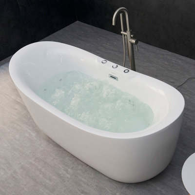 71'' x 31.5'' Whirlpool/Air Bubble Freestanding Soaking Double Slipper Bathtub, Heating (Optional)