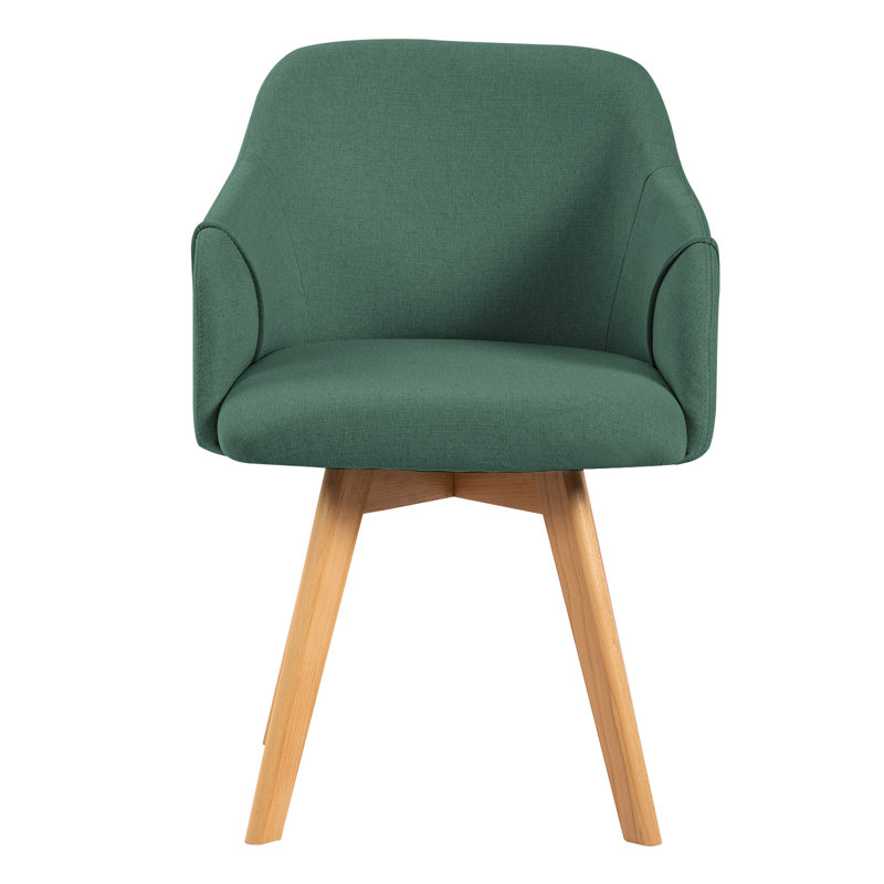 Fegan Swivel Linen Upholstered Back Side Chair, Green, 4