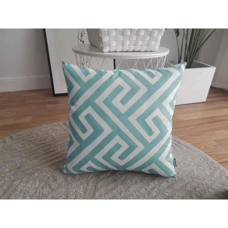 Ensemble de 2 taies d'oreiller extérieures imprimées sur fond blanc (ensemble de 2), Turquoise / blanc