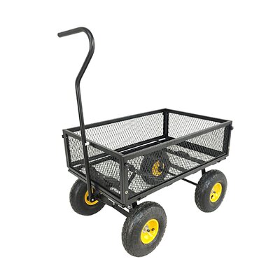 Heavy Duty Lawn/Garden Utility Cart/Wagon With Collapsible Side Meshes, 400 Lbs Capacity, Black -  FixtureDisplays, 10086
