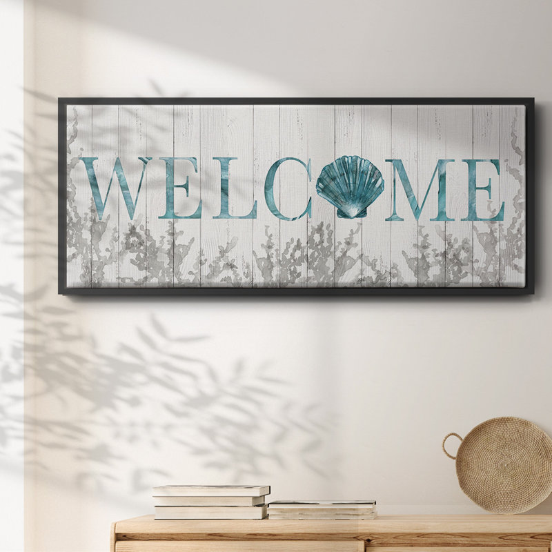 Welcome Shell- Framed Canvas, 8" H x 20" W