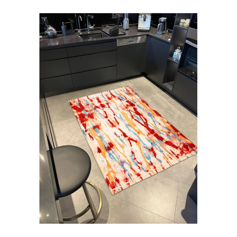 Tapis décoratif décoratif avec motif fluide dans des tons mélangés, Tapis de couloir 2 pi 6 po x 6 pi 7 po