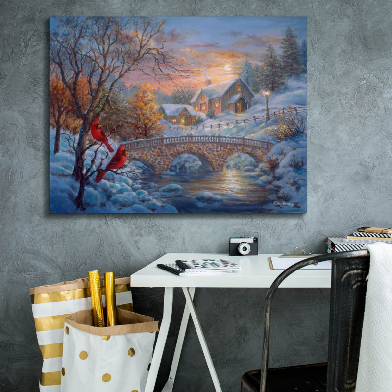  «Winter Sunset» par Nicky Boehme, art mural sur toile, 34 po x 26 po, H 26 po x l 34 po