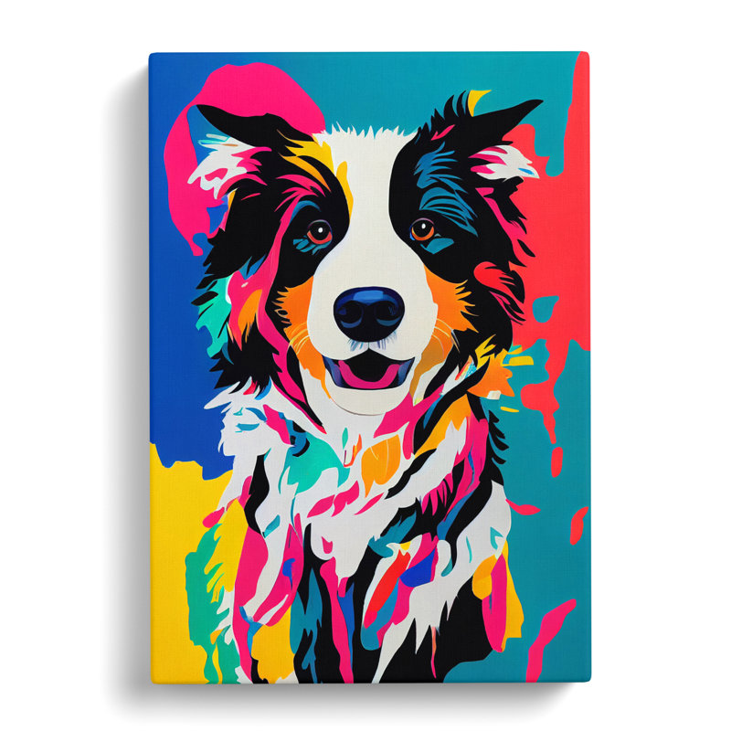Border Collie Pop Style - Wrapped Canvas, 60cm H x 40cm W x 3cm D