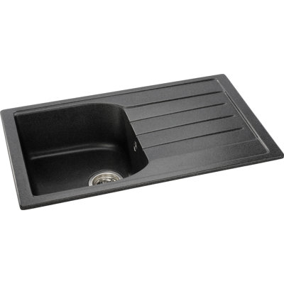 Abode Designs Oriel 480mm W Single Bowl Granite Kitchen Sink with 2 Faucet Holes