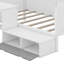 Structure de lit simple en bois avec bureau, tablette ouverte et casiers de rangement-407159785