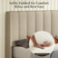 Très grand lit plateforme tapissier très grand avec tête de lit à oreilles et lattes de bois, sans sommier tapissier, beige-557753322-598882182
