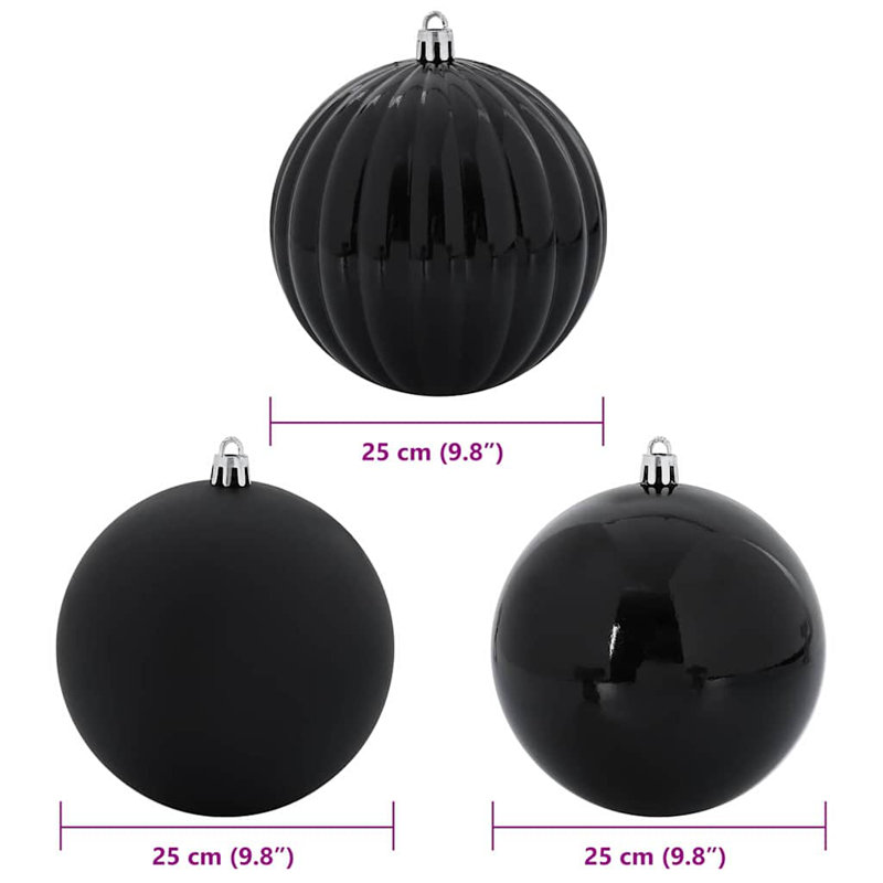 Christmas Bauble Set 3 pcs XXL, Black