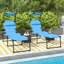 Chaise longue pliante avec dossier réglable et parasol, ensemble de 2