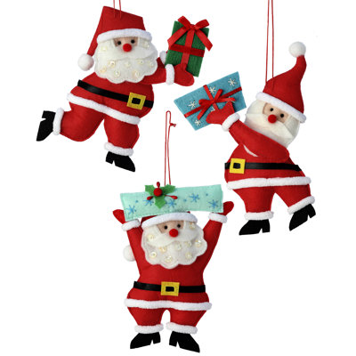 6" Felt Sants With Gift Ornament 