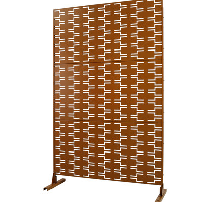 76" H48" W Metal Privacy Fence Ps112 - Freestanding For Outdoor & Indoor Patio, Garden, Lawn Rustproof Brown Screen Deck, , Rust Fade Versatile Design