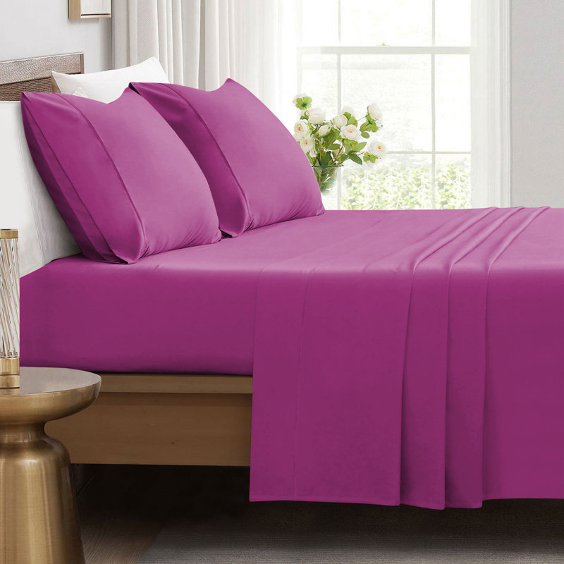 Ensemble de draps en microfibre brossée douce Hotel Luxury avec draps et taies d'oreiller très doux, Mauve
