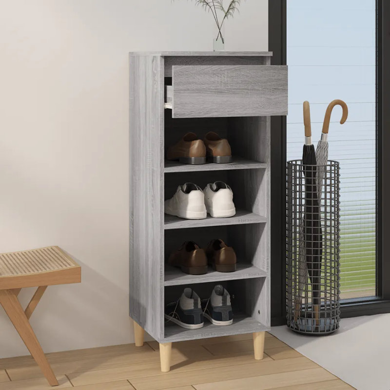 4 Pair Shoe Storage Cabinet, Dark Grey