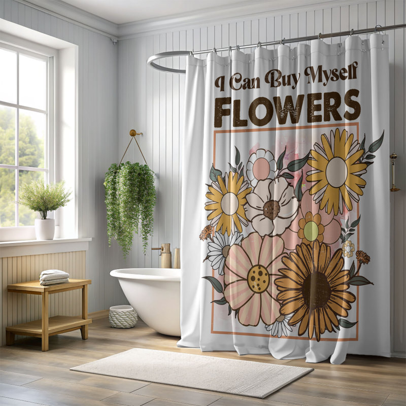 Markeda Floral Shower Curtain, 74"H x 71"W