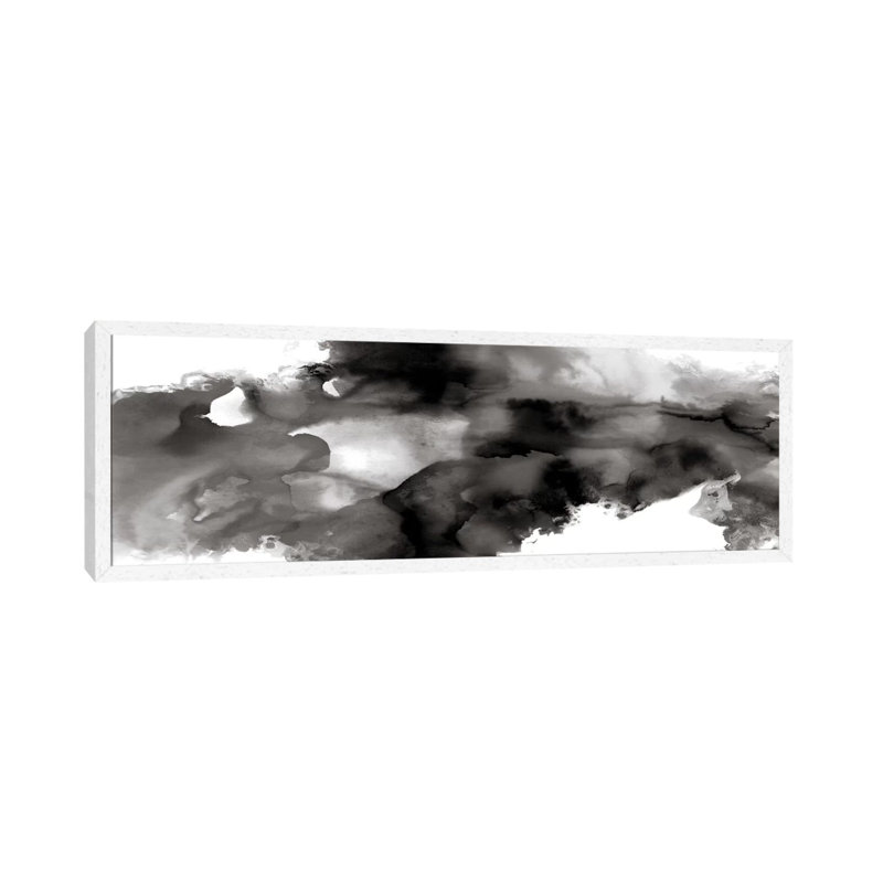 Movement Noir by Daniela Hudson - Panoramic Painting on Canvas, 182.88 cm H x 60.96 cm W, White Framed