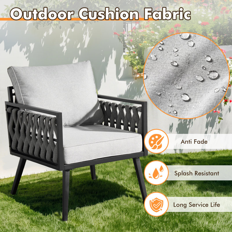 Eaker 6 Piece Seating Group with Cushions, Light Gray