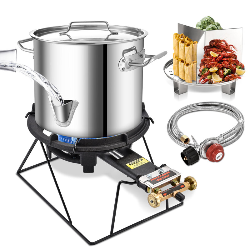 Cuit-vapeur ARC en acier inoxydable avec brûleur à propane de 8 W pour la cuisine extérieure (20 pintes), 20 pte
