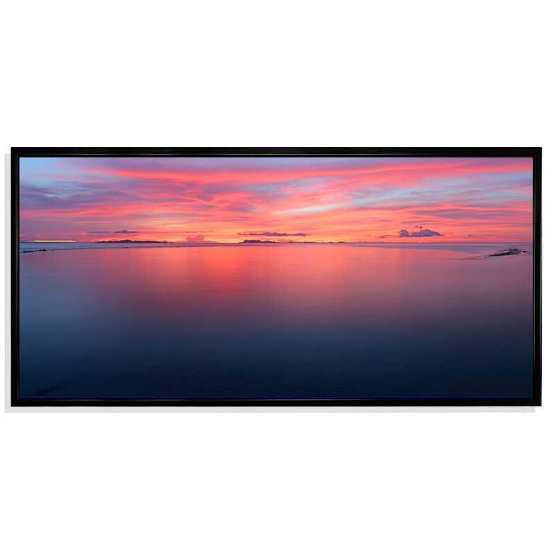 «Vibrant Panoramic Tropical Seascape Sunset» - photographie sur toile, Cadre noir, H 30 po x l 40 po x P 1,5 po