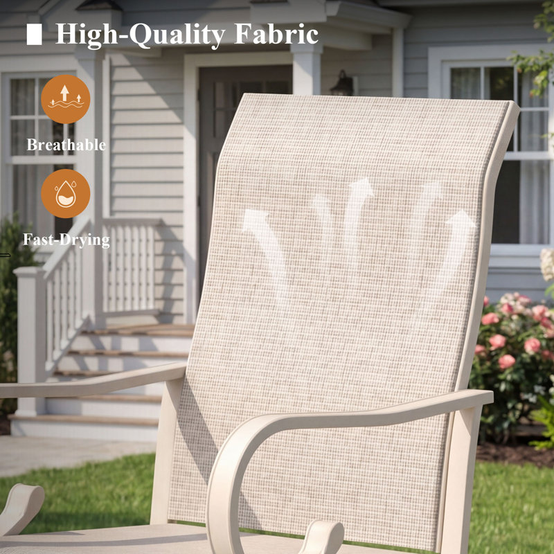 Ensemble de 2 chaises de patio pivotantes 360 °, Beige / Ivoire
