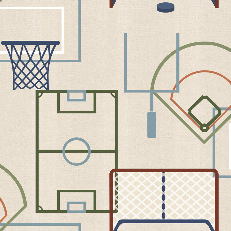 Papier peint adhésif multicolore Sports Play Zone, Multi
