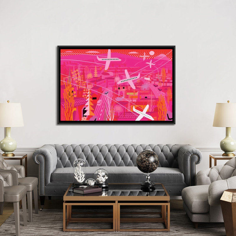 « fire on los angeles », impression sur toile, H 18 po x l 26 po x P 1,5 po, Toile encadrée noire, Pas de tapis