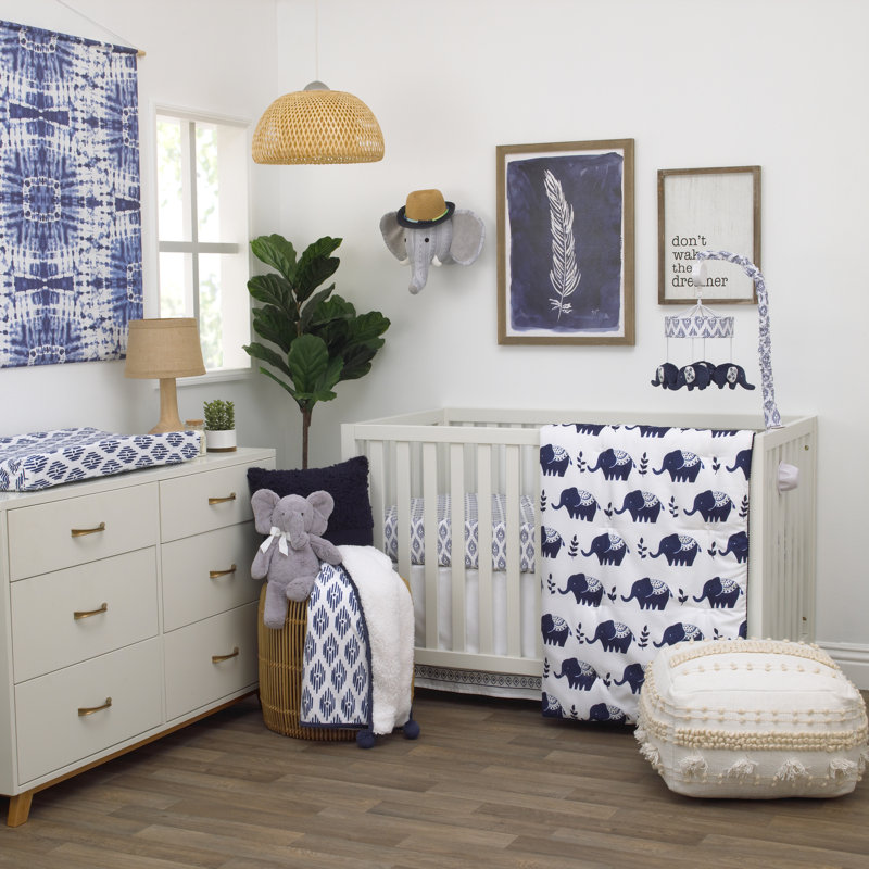 Ensemble de literie pour lit de bébé 4 pièces Leo Elephant