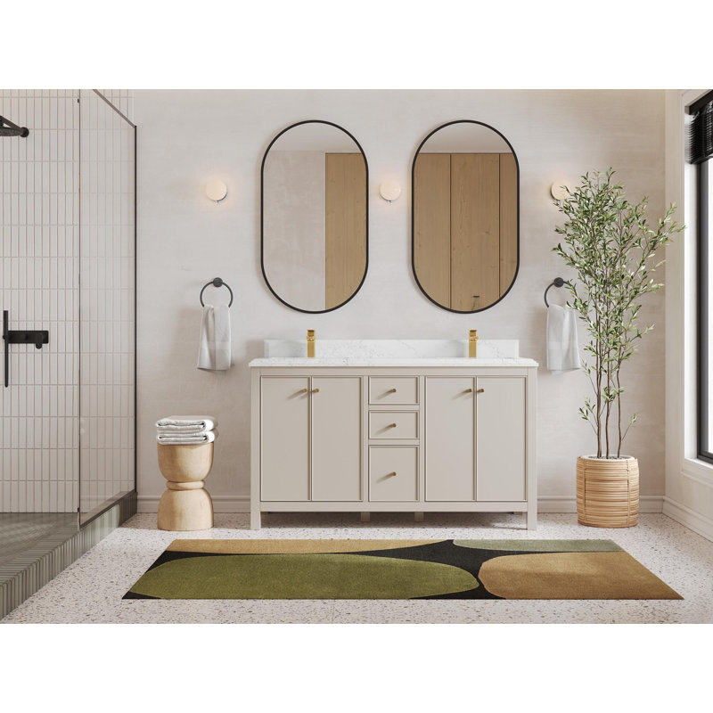 Chicago 60'' Double Bathroom Vanity with Quartz Top, Empira