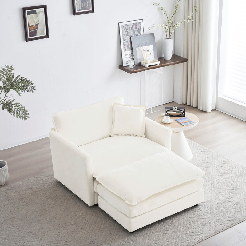 Chaise d'appoint moderne avec repose-pieds, Blanc