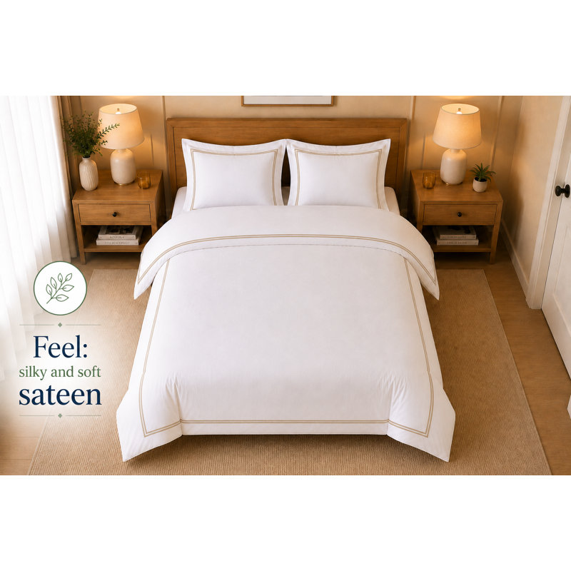Bedding, White & Natural, Double Bed (200 x 220 cm)