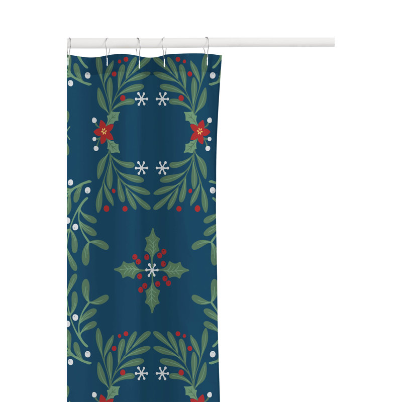 Rideau de douche ultra-mince Winter Mistletoe, Bleu très foncé