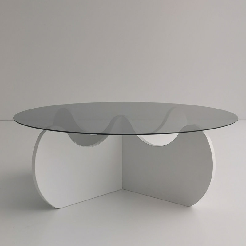 Modern Coffee Table with 100% Tempered Glass Top, White, 35.4 x 11.8 x 35.4 Inches | Sturdy 100% Melamine Coated Particle Board Frame, Stylish Design for Living Room & Contemporary Décor, Easy Assembly