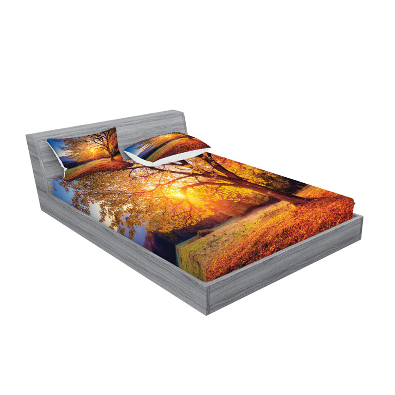 Drap-housse et coussin décoratif Ambesonne, Ensemble de draps pour grand lit + 4 taies d'oreil