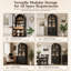 Armoire de rangement arquée 71 "à deux tons avec portes et tiroir en verre - Huche noire et brune pour salle à manger