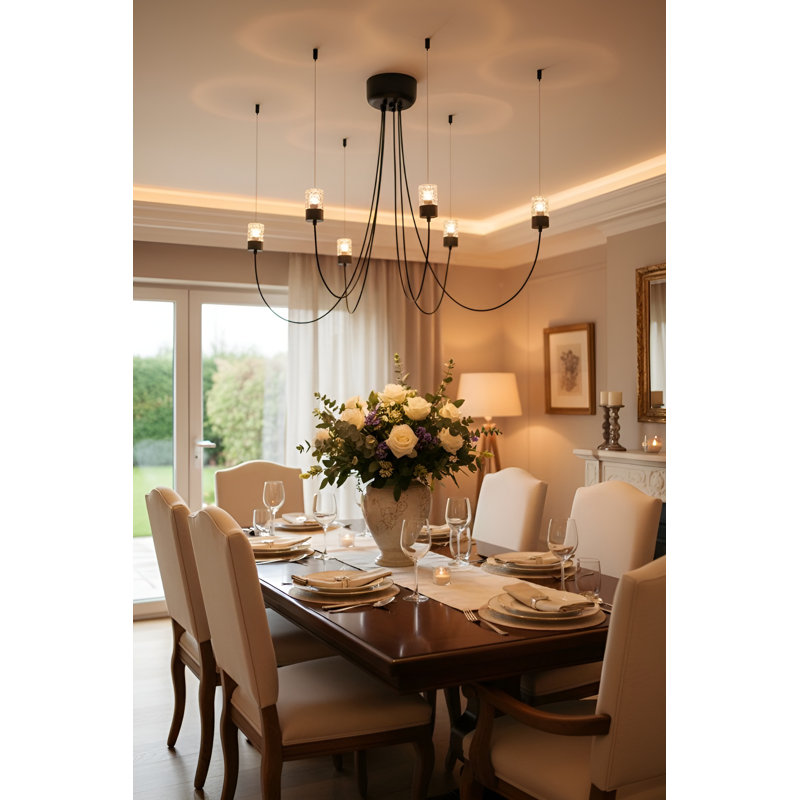 5-Light Black Arc Swaying Gravity Chandelier
