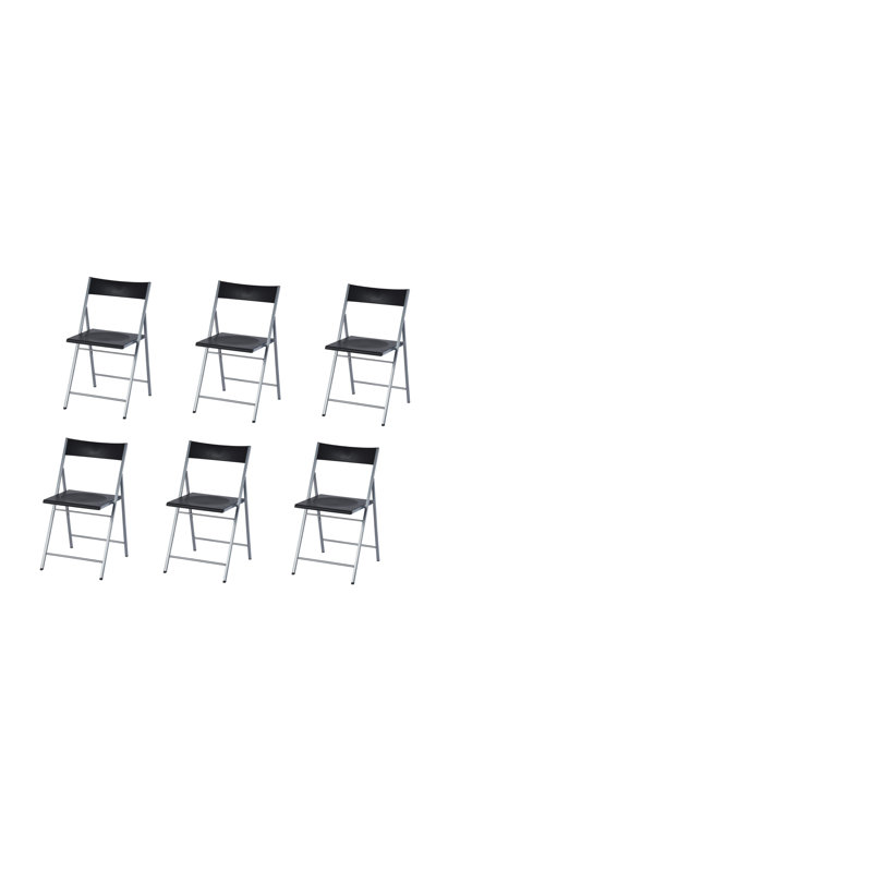 Ensemble de six chaises d'appoint pliantes noires et argentées