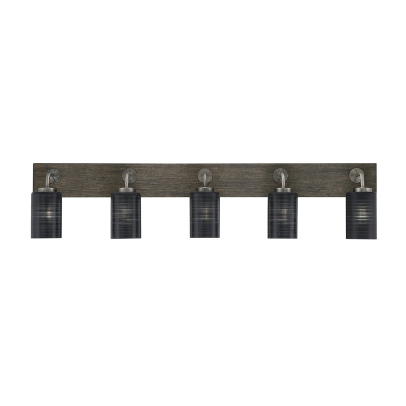 Barre d'éclairage de salle de bain 5 lumières Oxbridge, Graphite / gris vieilli, Marbre blanc