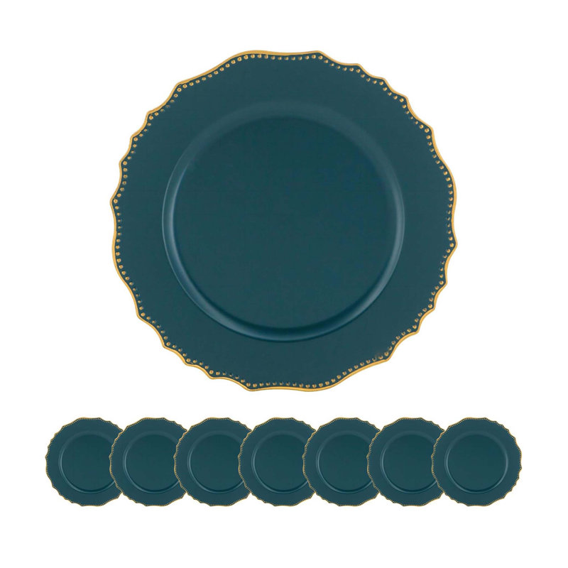8 Pack Plastic Charger Plate, D13", Blue