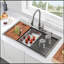 Évier de cuisine à montage sur plan en acier inoxydable R10 à cuve simple avec rebord intégré et accessoires (paquet de 5)