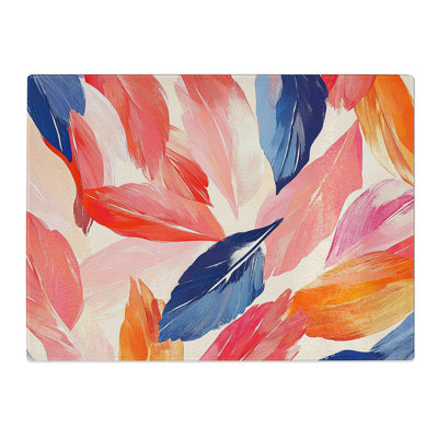 Tropical Feathers  Glass Chopping Board