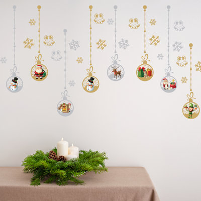 Décalcomanie murale en forme de noël ornements lune & étoiles