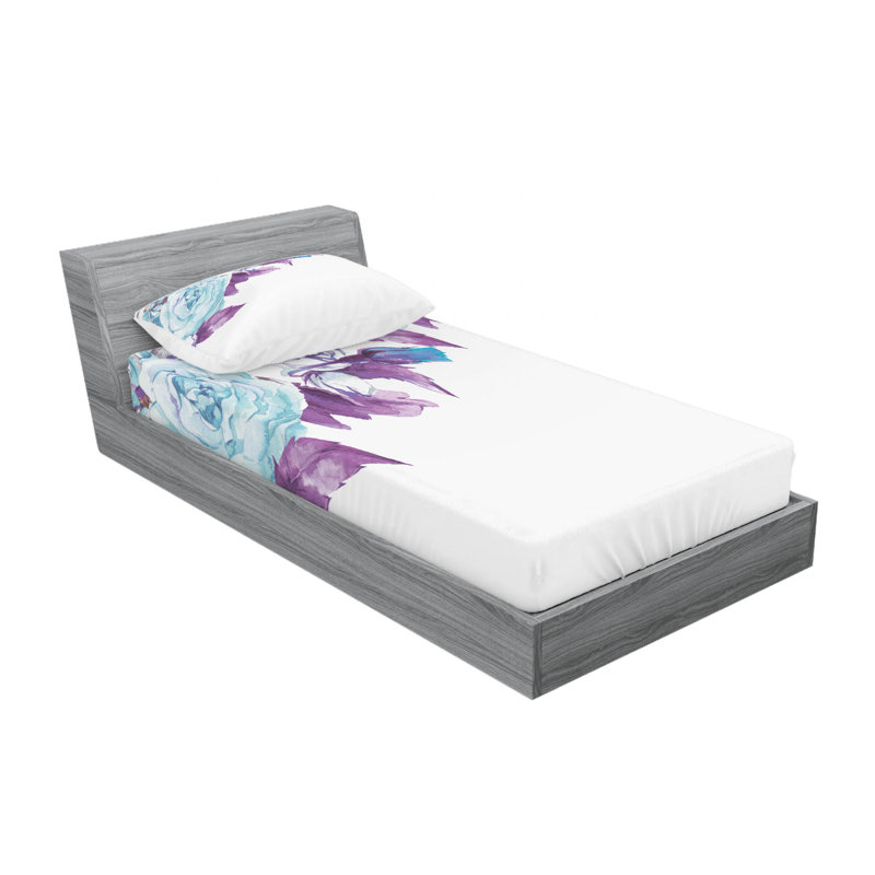 Microfiber Floral Sheet Set, Twin XL Sheet Set with Fitted Sheet