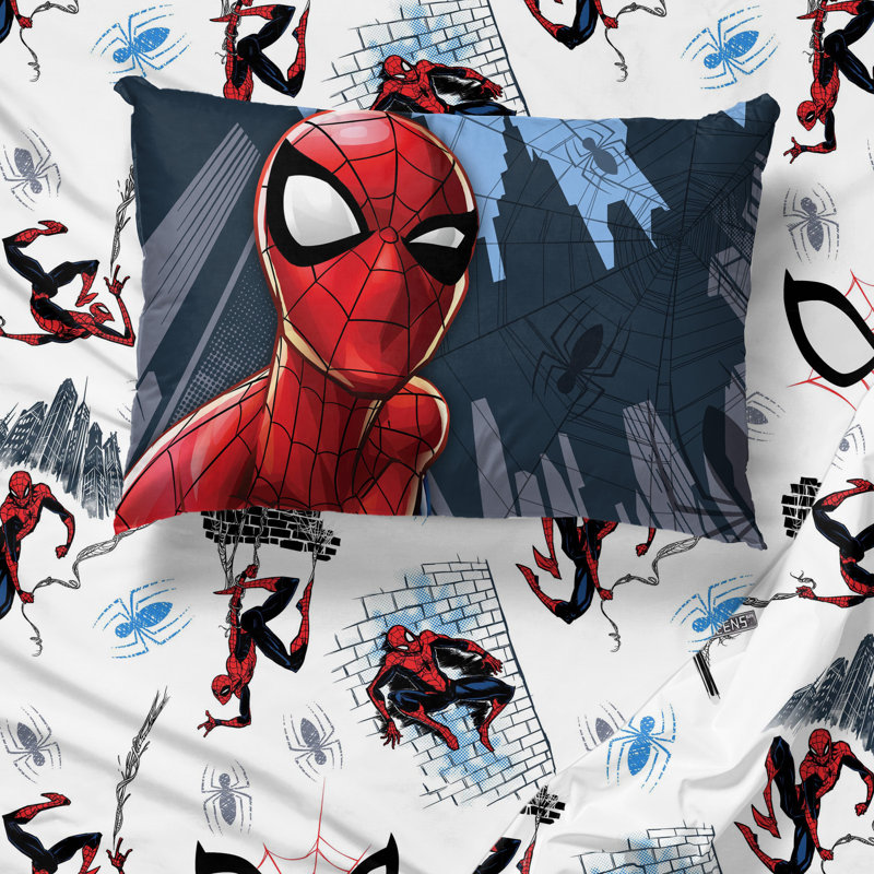 Marvel Spiderman Crawl Bed Set w/ Sham, Full Comforter + 4 Additional Pieces