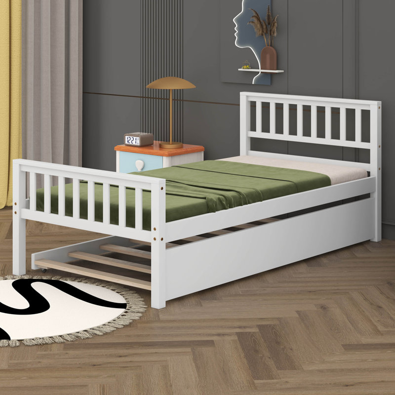 Twin Bed With Trundle, White