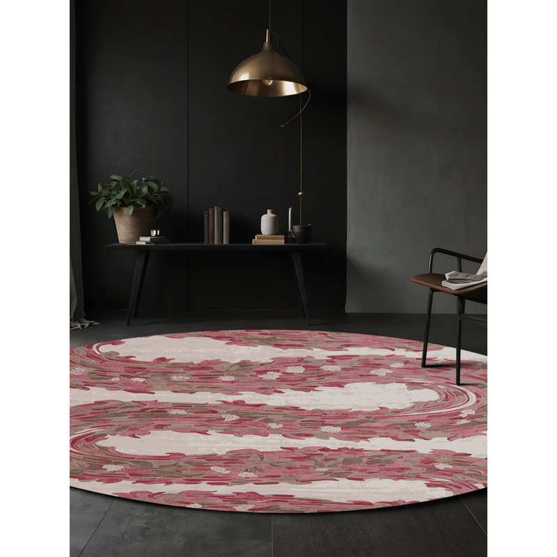 Tapis brun soyeux et moelleux, Rond 6 pi