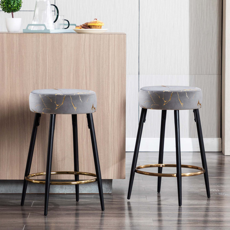 Tabouret de bar et de comptoir Della, gris, Tabouret de comptoir (siège d’une hauteur de 24
