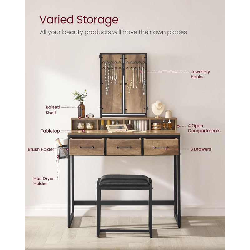 Aliviana Dressing Table with Mirror