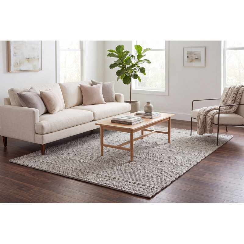 Tapis gris tissé à la main Allessa, Rectangle 3 pi 6 po x 5 pi 6 po