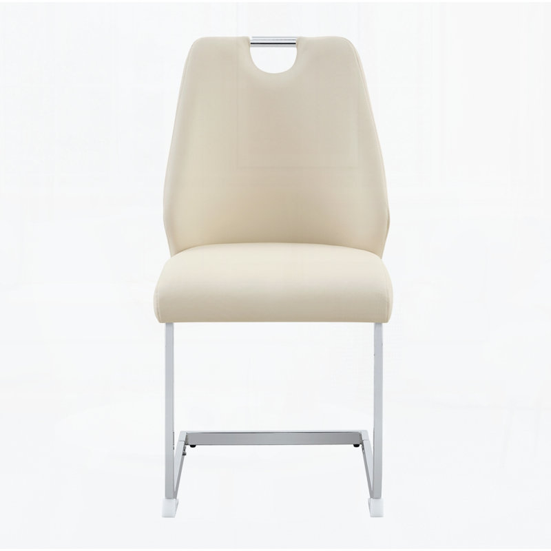 Ensemble de 4 chaises de salle à manger rembourrées à haut dossier, 4, Blanc cassé