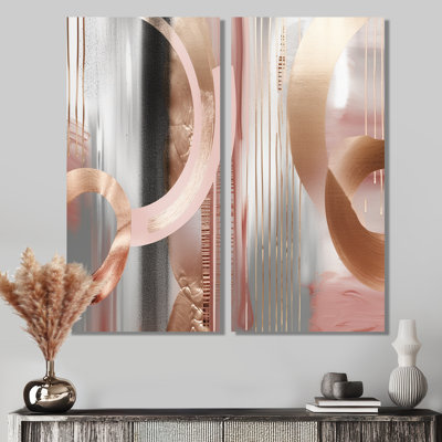 «Pink Rosegold Circle Chaos V» - Art mural moderne