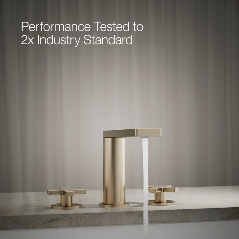 Composed Deck-Mount Bath Faucet With Cross Handles, Vibrant Brushed Bronze
